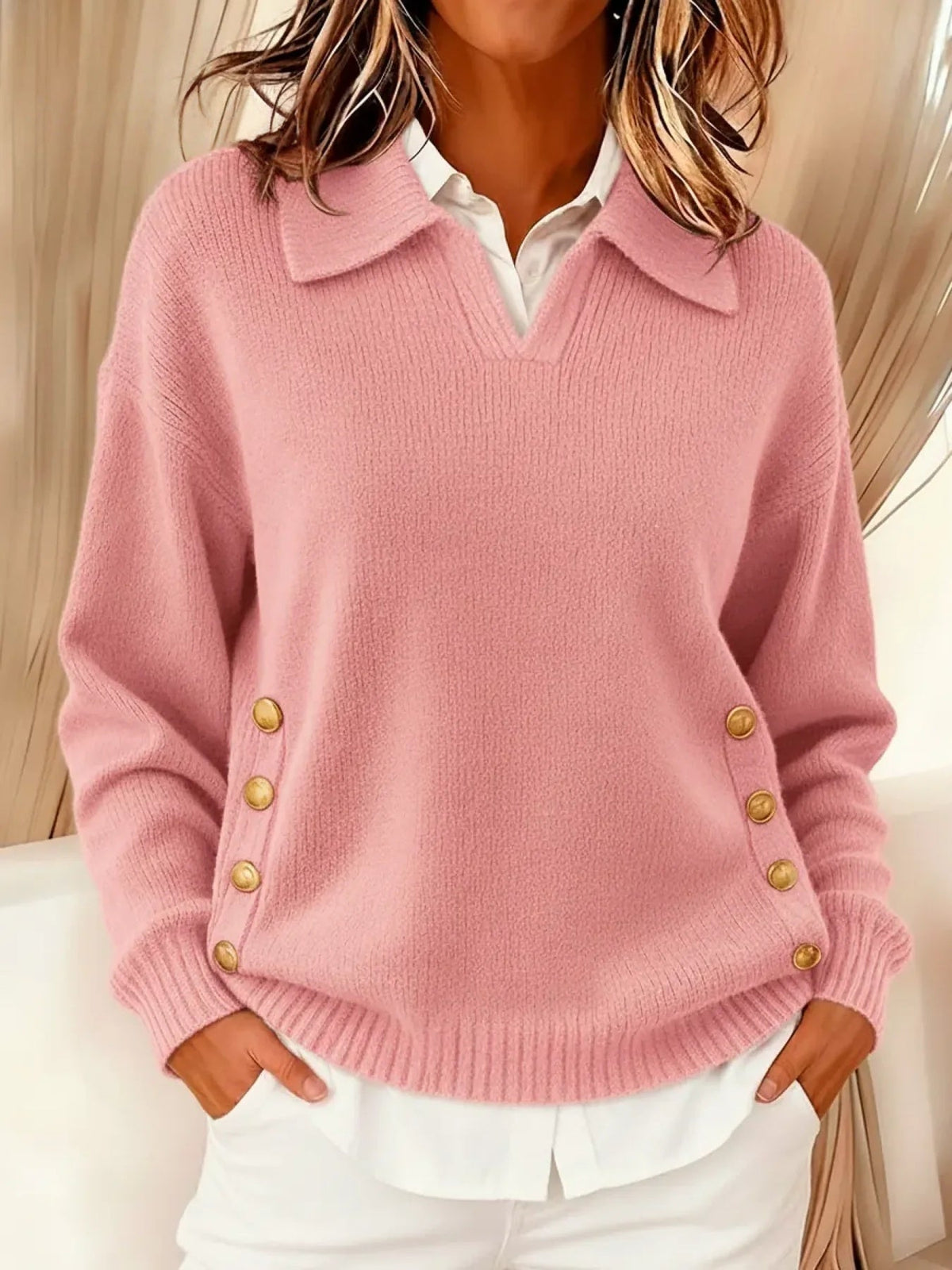 Vicenta | Pullover mit Polo-Kragen und Knöpfen