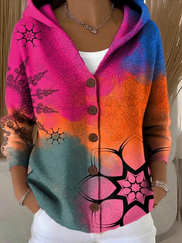 Paloma | Strickjacke mit Kapuze und Druck